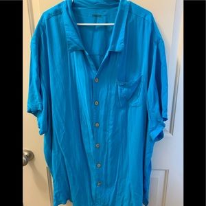 King Size 4X Mens teal blue button up shirt
